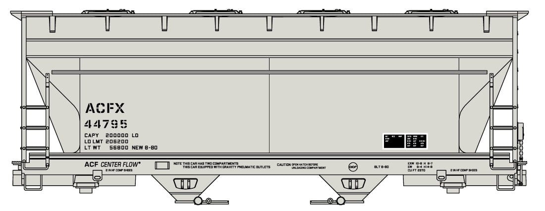 HO Scale ACFX ACF 2 Bay Covered Hopper #44795